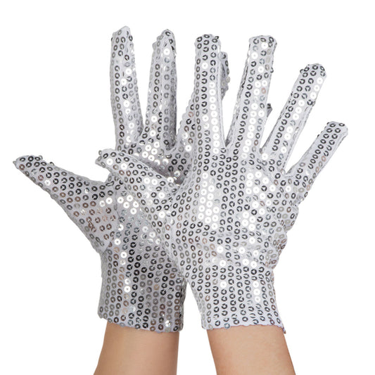 Gants poignet Sequins argent