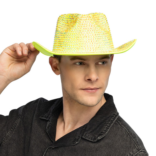Chapeau cowboy Aurora jaune fluo