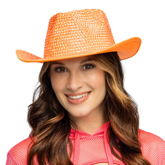 Chapeau cowboy Aurora orange fluo