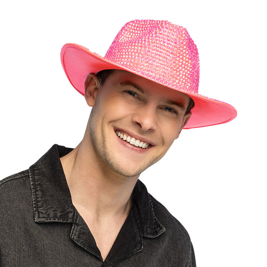 Chapeau cowboy Aurora rose fluo