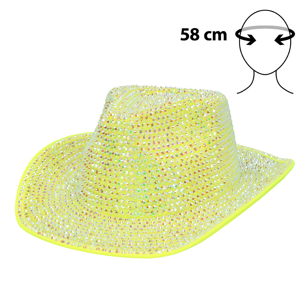 Chapeau cowboy Aurora jaune fluo