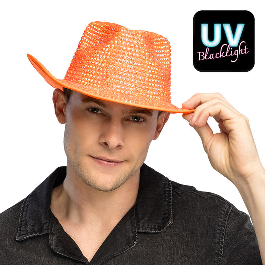 Chapeau cowboy Aurora orange fluo