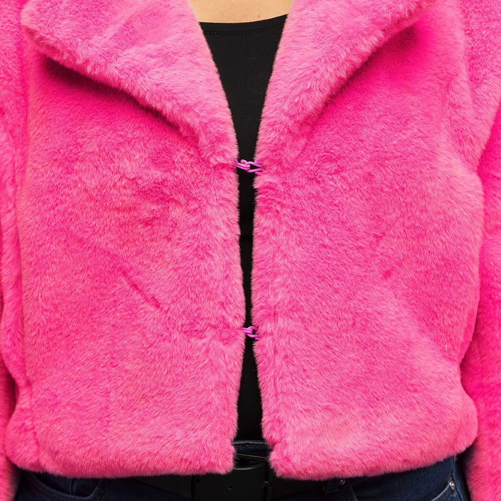 Veston Fluffy rave rose fluo