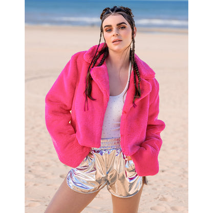 Veston Fluffy rave rose fluo